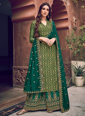 Green Designer Palazzo Suit