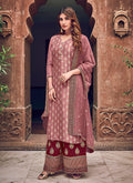 Pink And Maroon Designer Palazzo Suit