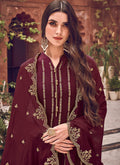 Indian Clothes - Maroon Designer Palazzo Suit