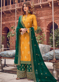 Yellow And Green Designer Palazzo Suit