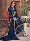 Indian Clothes - Navy Blue Designer Palazzo Suit