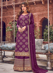 Purple Designer Palazzo Suit