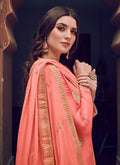 Indian Clothes - Peach Designer Embroidered Palazzo Suit