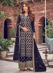 Blue Designer Palazzo Suit