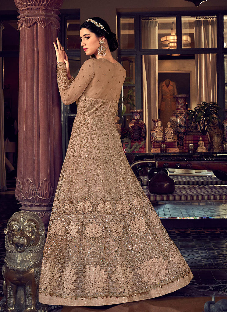 Beige Anarkali Lehenga/Pant Suit In usa uk canada