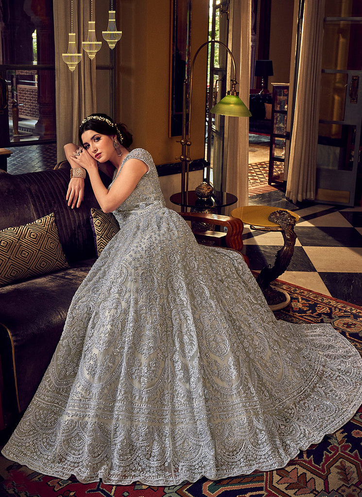 Light Grey Anarkali Pant Suit In usa uk canada