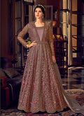 Rich Pink Embroidered Jacket Style Anarkali Pant Suit