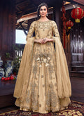 Indian Clothes - Golden Floral Embroidered Anarkali Suit With Jacket