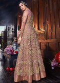 Pink And Golden Zari Embroidered Anarkali Suit, Salwar Kameez