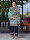 Blue Multi Embroidered Lucknowi Pakistani Pant Suit