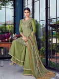 Pista Green Lucknowi Sharara Palazzo Suit