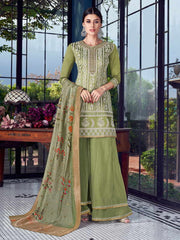 Pista Green Lucknowi Sharara Palazzo Suit