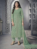 Light Green Ethnic Embroidered Pakistani Pant Suit
