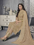 Golden All Ethnic Embroidered Pakistani Pant Suit