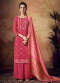 Indian Clothes - Deep Pink Zari Embroidered Palazzo Suit