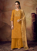 Indian Clothes - Yellow Zari Embroidered Palazzo Suit
