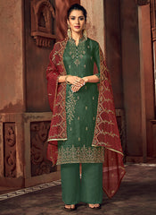 Green Designer Palazzo Suit