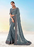 Slate Grey Multi Embroidered Saree