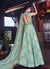 Light Blue Golden Embroidered Silk Anarkali Suit