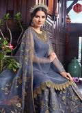 Blue Golden Embroidered Pakistani Sharara Suit