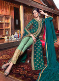 Green Zari Embroidered Anarkali Pants Suit
