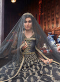 Grey Golden Embroidered Georgette Anarkali Suit