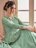 Mint Green Ethnic Embroidered Wedding Lehenga Suit