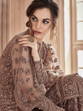Dusty Brown Embroidered  Palazzo Suit Online