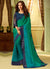 Peacock Green And Navy Blue Minimalist Embroidered Saree