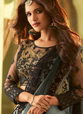 Black And Grey Shaded Minimalist Embroidered Saree
