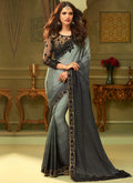Black And Grey Shaded Minimalist Embroidered Saree