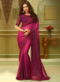 Deep Pink And Purple Shaded Embroidered Saree