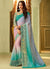 Aqua Blue And Pink Shaded Embroidered Saree