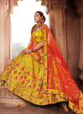 Indian Clothes - Yellow And Orange Wedding Lehenga Choli