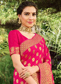 Hot Pink Silk Saree With Saree In usa uk canada