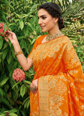 Orange Silk Saree With Blouse In usa uk canada