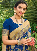 Royal Blue Silk Saree With Blouse In usa uk canada