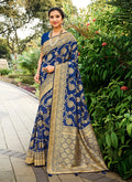 Royal Blue Silk Saree With Blouse