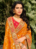 Red Orange Silk Saree In usa uk canada