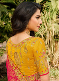 Pink And Yellow Silk Saree In usa uk canada