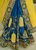 Yellow And Blue Silk Saree In usa uk canada 
