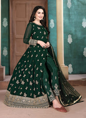  Dark Green Anarkali Pant Suit