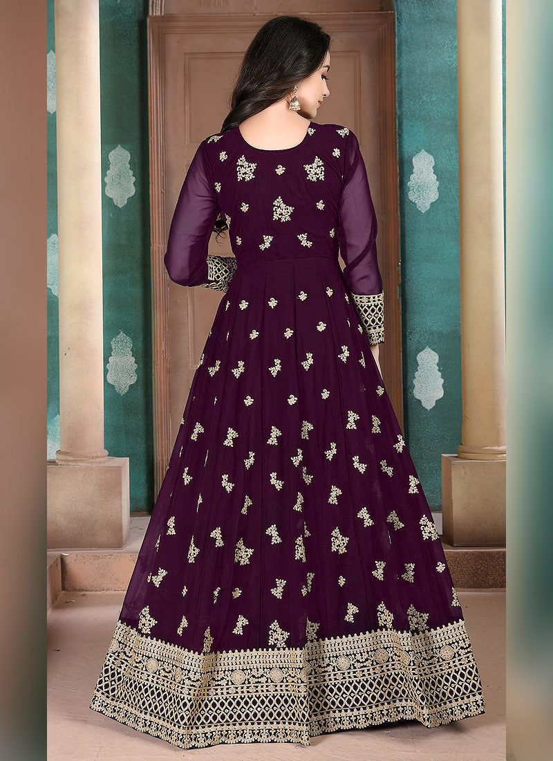 Indian Anarkali - Purple Anarkali Pant Suit In usa