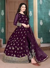 Purple Anarkali Pant Suit