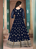 Indian Suits - Navy Blue Golden Anarkali Pant Suit In usa
