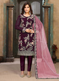 Purple Multi Embroidered Pakistani Style Pant Suit