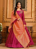 Pink And Orange Silk Anarkali Suit In uk