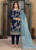 Royal Blue Multi Embroidered Pakistani Style Pant Suit