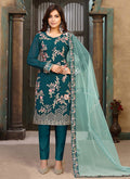 Turquoise Multi Embroidered Pakistani Style Pant Suit