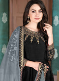 Indian Clothes - Black Golden Embroidered Anarkali Suit